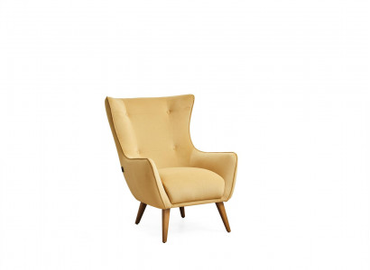 Armchair Wing Chair Cocktail Chair Fabric Living Room Polyester Yellow Seat